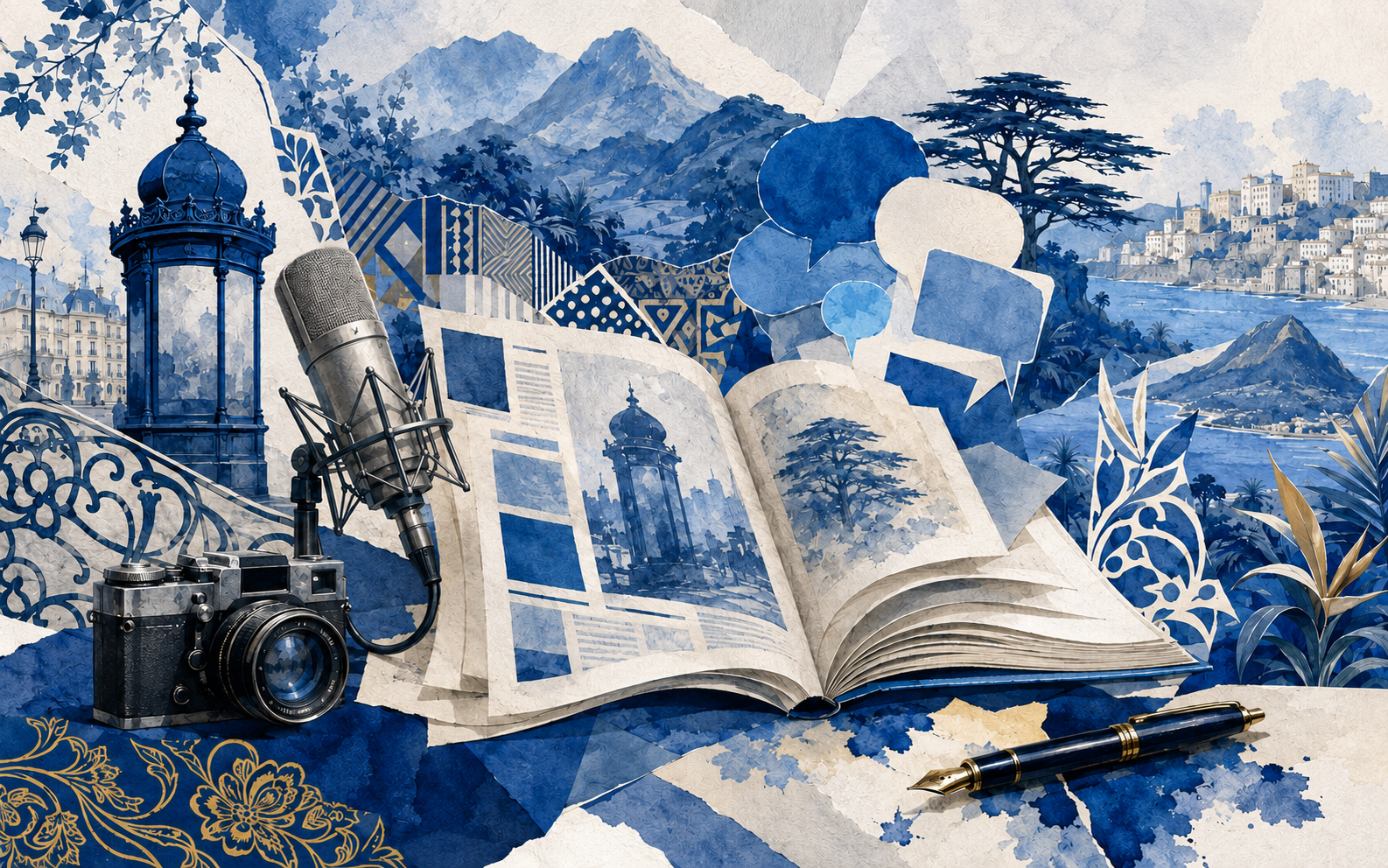 Illustrated Francophone press, literature and media collage